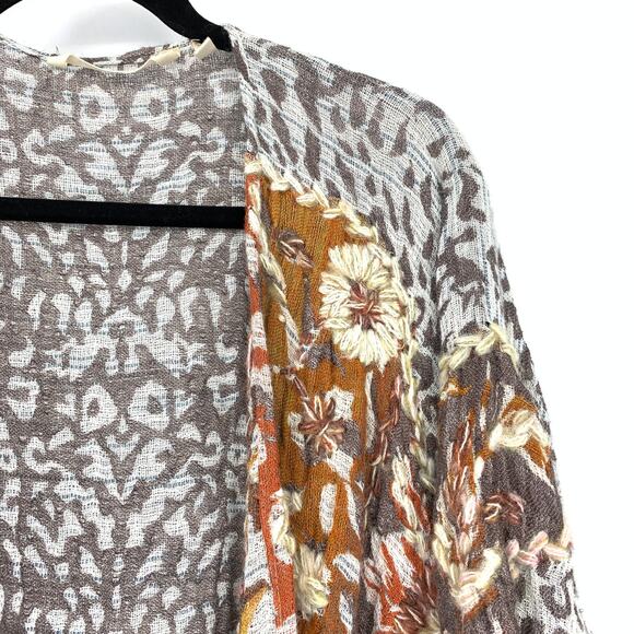Soft Surroundings Pasha Pumpkin Wool Leopard Print Cardigan Womens Sz S/M - Picture 3 of 6